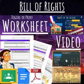 Preview of Bill of Rights Video Worksheet