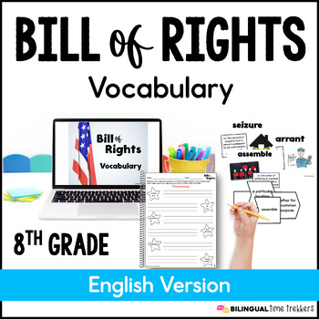 Preview of Bill of Rights Vocabulary Activity with Presentation, Notes, and Word Wall Words