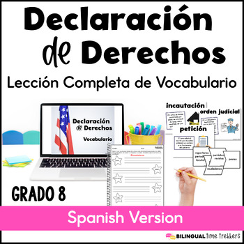 Preview of Bill of Rights Vocabulary Presentation, Guided Notes, Word Wall Words in Spanish