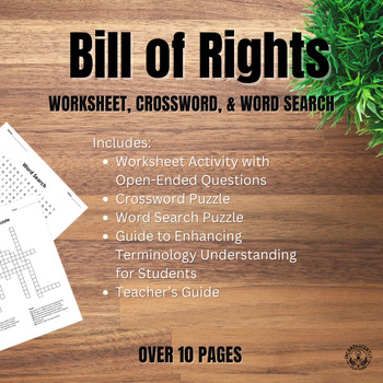 Preview of Bill of Rights Word Search, Crossword & Worksheet: Early Finisher Activity