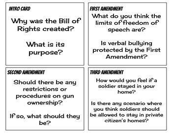Preview of Bill of Rights Word Wall and Debate Cards