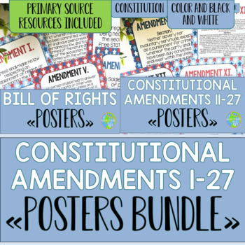 Preview of Bill of Rights and Constitutional Amendments Primary Source Posters BUNDLE