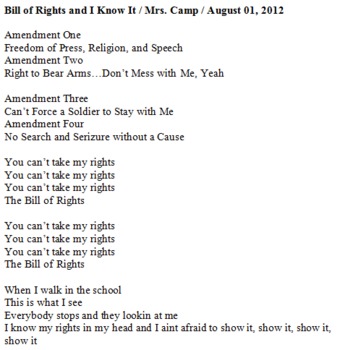 Preview of Bill of Rights and I Know It Lyrics