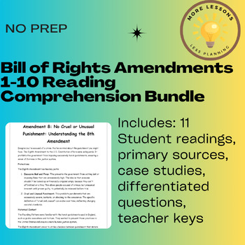 Preview of Bill of Rights: the First 10 Amendments Reading Comprehension Worksheet Bundle