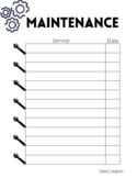 Bill record and Maintenance record spredsheets
