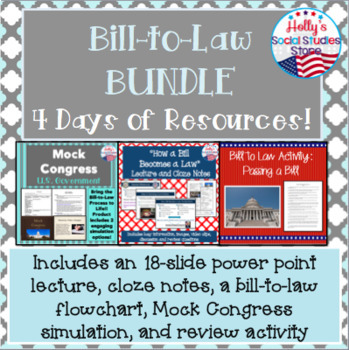 Preview of Bill to Law Bundle- Lecture, Cloze Notes, Mock Congress Simulation, and Review