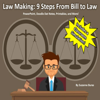 Preview of Bill to Law - Nine Steps: PowerPoint, Doodle Dat Note, Printables, Simulation