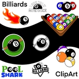 Billiard graphics clipart, SVG PNG Commercial Use, Pool