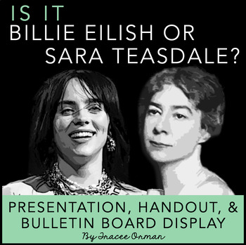 Preview of Billie Eilish or Sara Teasdale Poetry Bulletin Board, Presentation, and Handouts