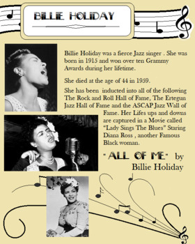Preview of Billie Holiday Black Female Jazz Singer