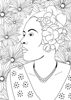 Preview of Billie Holiday Jazz Singer Coloring Page Womens History Month Resource