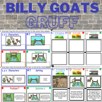 Preview of Billy Goats Gruff Story Elements Sort DIGITAL & PRINTABLE