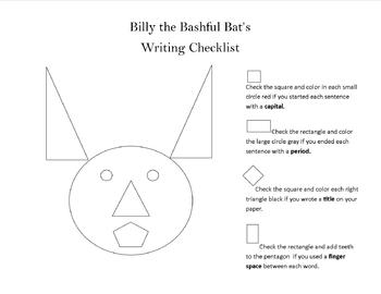 Preview of Billy The Bashful Bat's Writing Checklist