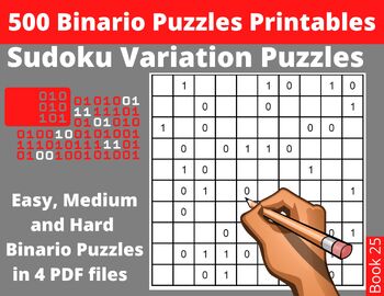 Preview of Binario Puzzles Printable PDF - 500  Binary Puzzles with Answers