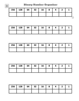 Preview of Binary Number Conversions - Graphic Organizer