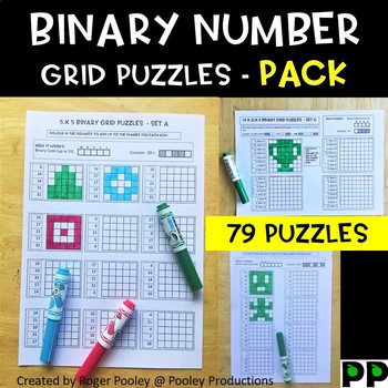Preview of Binary Number Grid Puzzles - Pack, 79 puzzles, No Prep, BEST SELLER