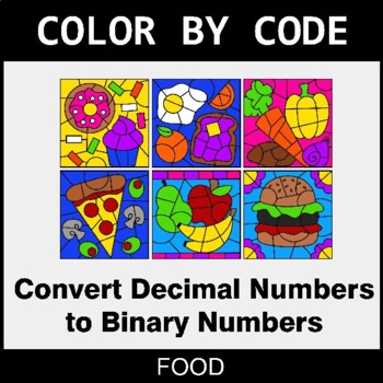 Preview of Binary Numbers - Color by Code / Coloring Pages - Food
