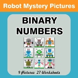 Binary Numbers - Mystery Pictures / Color By Number - Robots