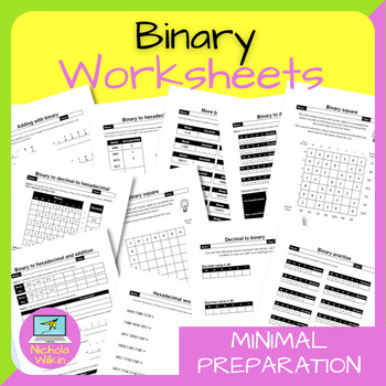 Preview of Binary code worksheets with answers