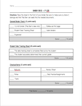 Binder Check Form by the learning barr | TPT