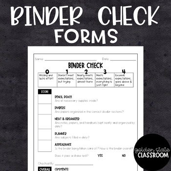 Preview of Binder Check Form
