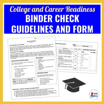 Preview of Binder Check Guidelines and Grading Form for the avid learner l College elective