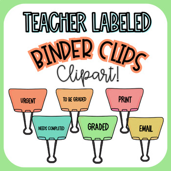 Preview of Binder Clip CLIPART for Organizing - Customizable School/Office Supplies Clipart