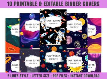 Preview of Binder Cover Boys, 10 Printable & Editable Binder Covers+Spines, Binder Covers