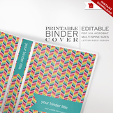 Binder Cover - Printable Editable Rainbow Chevron Theme - 