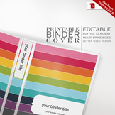 Binder Cover - Printable Editable Rainbow Theme - Multiple