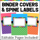 EDITABLE Binder Covers & Spine Labels - Brights & Black