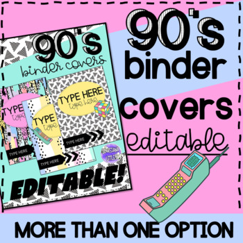 Preview of Binder Covers Editable | 90s NOSTALGIA