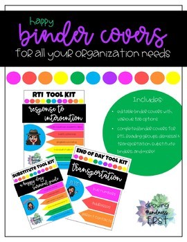 Preview of Binder Covers Editable Black & Brights
