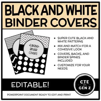 Preview of Binder Covers - *Editable* - Black and White