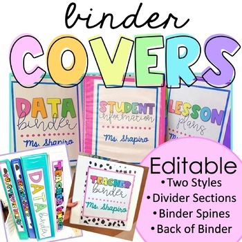 Preview of Binder Covers | Editable | Data Binder, Teacher Binder, Lesson Plans & More