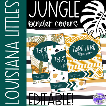 Preview of Binder Covers Editable | Jungle