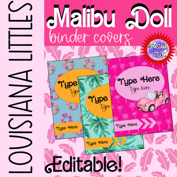 Preview of Binder Covers Editable | Malibu Doll