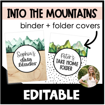 Preview of Binder Covers | Folder Covers - Mountains & Nature EDITABLE