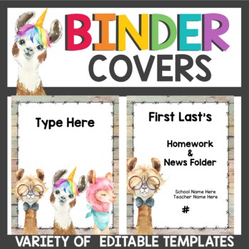 Preview of Llama Classroom Decor Binder Covers