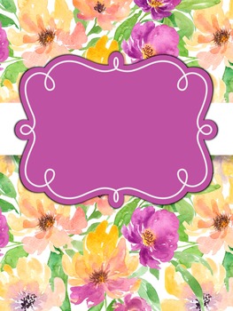 Binder Covers Purple Floral Watercolor ~ Editable! | TpT