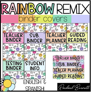 Preview of Binder Covers // Rainbow Remix Bundle 90's retro classroom decor
