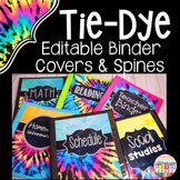 Retro Binder Covers & Spines Editable Tie Dye Classroom Decor