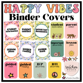 Preview of Binder Covers & Spines | RETRO HAPPY VIBES Classroom Decor