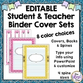 Binder Covers and Spines - 8 Colors Editable Notebook Cove