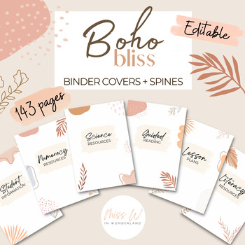 Preview of Binder Covers and Spines | EDITABLE | Boho Bliss | Teacher Folder Cover Pages