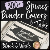 Teacher Planner Binder Covers and Spines, Tabs- Black and 