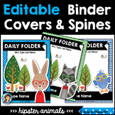 Binder Covers with Spines (Editable Hipster Animals Theme)