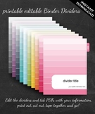 Binder Dividers - Printable Editable Rainbow Ombre Binder Set