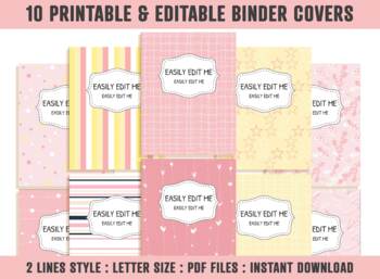 Preview of Binder Labels, 10 Printable & Editable Binder Covers+Spines, Binder Inserts