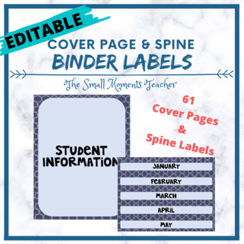 Preview of Binder Labels- Spine and Front Cover- Editable